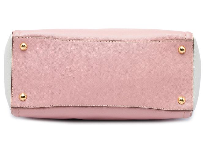 Borsa Tote Satchel Prada Large Bicolor Saffiano Lux Grigia Grigio - vista 3