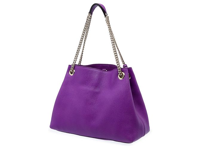 Borsa Tote Soho Chain Gucci Medium in pelle di vitello viola Porpora - vista 2