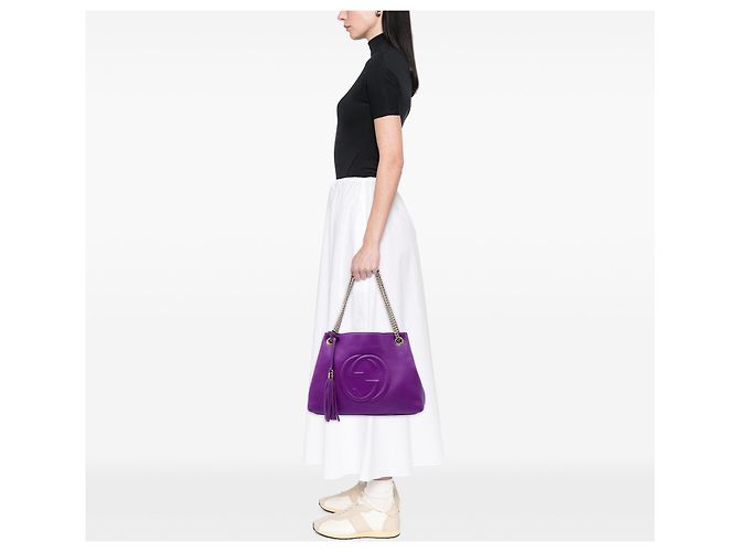 Borsa Tote Soho Chain Gucci Medium in pelle di vitello viola Porpora - vista 5