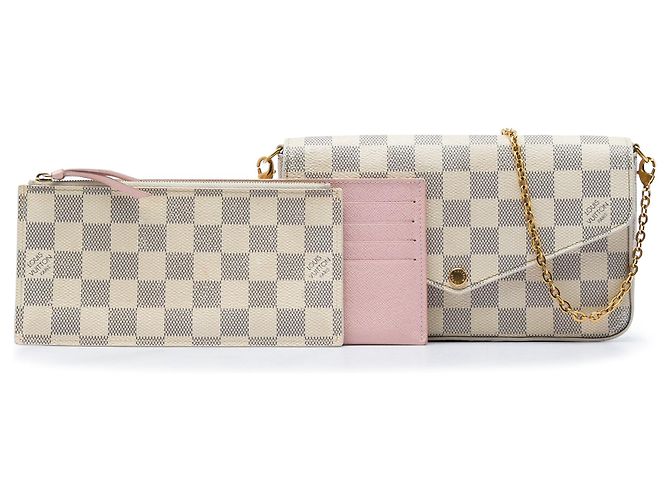 Borsa a tracolla Louis Vuitton Damier Azur Pochette Felicie bianca Bianco - vista 6