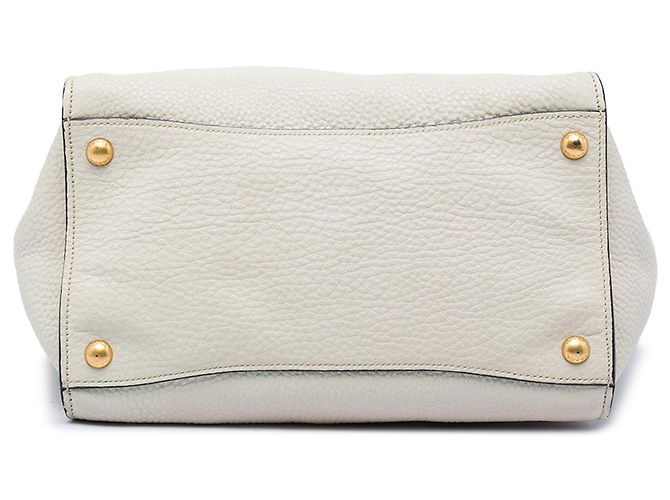Prada Vitello Daino Sound Lock Satchel Weiß - Ansicht 3