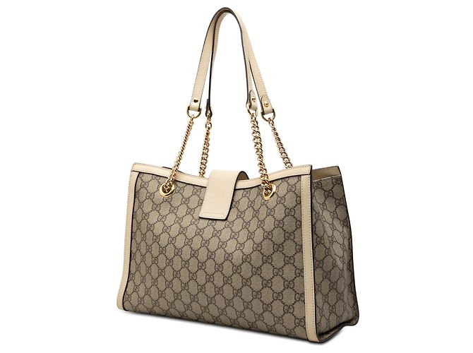 Padlock Borsa Tote Gucci Medium GG Supreme con Lucchetto Beige - vista 2