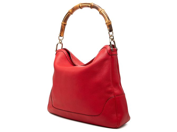 Borsa Satchel Diana Gucci in pelle di vitello rossa con bambù Rosso - vista 2