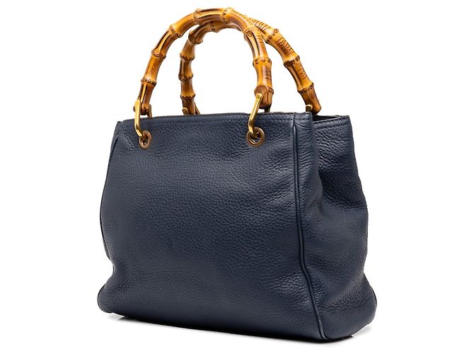 Borsa Small Bamboo Shopper Gucci in pelle di vitello blu - vista 2