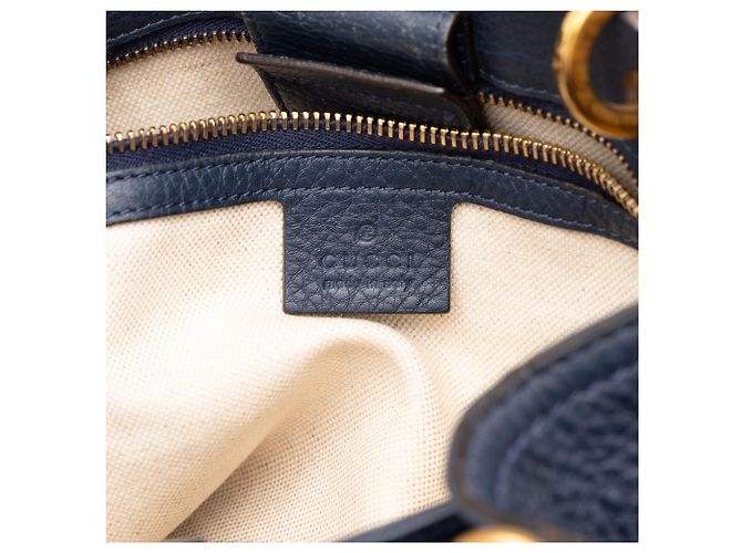 Borsa Small Bamboo Shopper Gucci in pelle di vitello blu - vista 5
