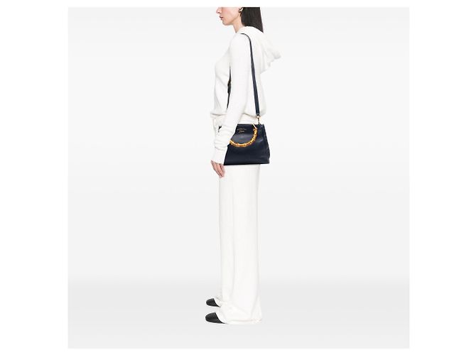 Borsa Small Bamboo Shopper Gucci in pelle di vitello blu - vista 6