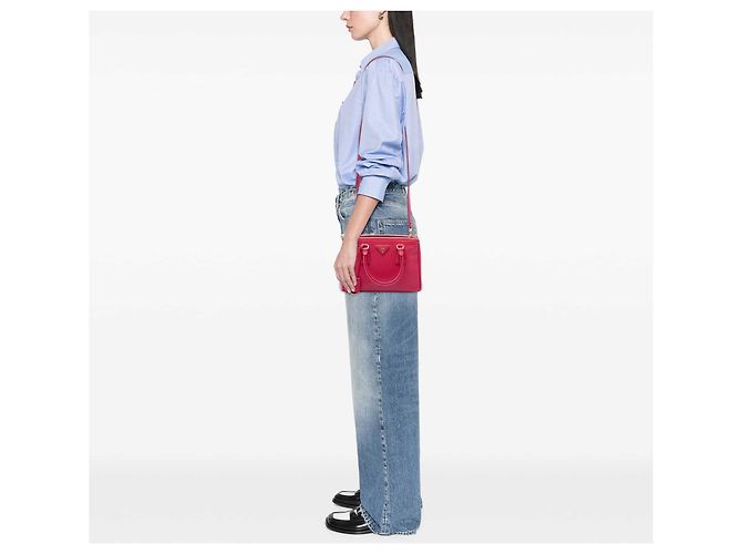 Borsa Prada Mini Saffiano Lux Galleria Double Zip Rosa - vista 7