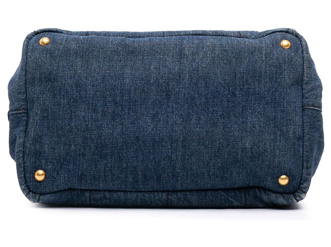 Prada Denim Canapa Logo Tote Satchel blau - Ansicht 3