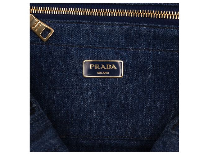 Prada Denim Canapa Logo Tote Satchel blau - Ansicht 5