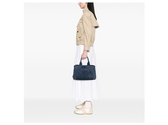 Prada Denim Canapa Logo Tote Satchel blau - Ansicht 6