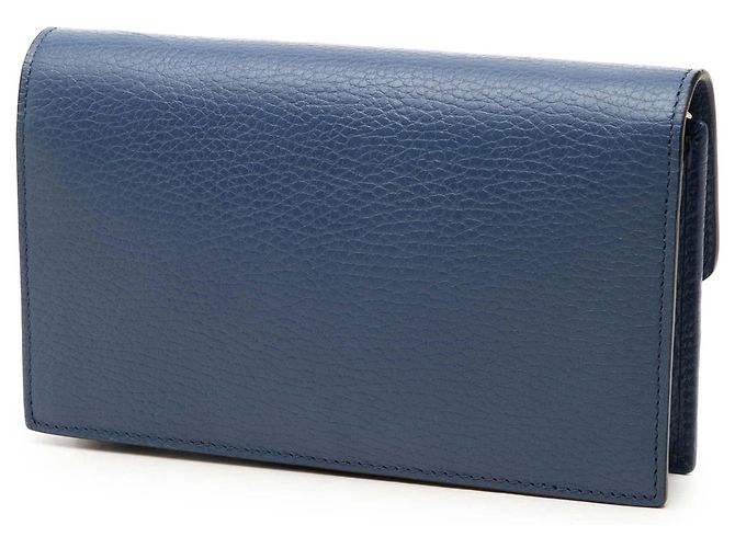 Borsa a tracolla con catena Gucci Dollar in vitello blu con G intrecciate - vista 2