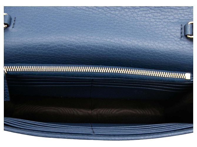Borsa a tracolla con catena Gucci Dollar in vitello blu con G intrecciate - vista 4