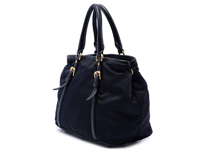 Prada Soft Calf Trimmed Tessuto Satchel in Schwarz - Ansicht 2