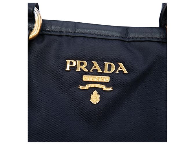 Prada Soft Calf Trimmed Tessuto Satchel in Schwarz - Ansicht 5
