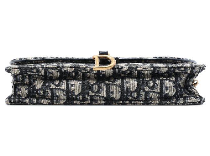 Autre Marque Borsa a tracolla Wallet on Chain Saddle Pouch in tela Dior Oblique blu - vista 3