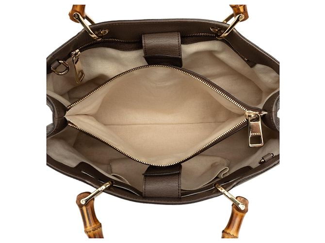Borsa Gucci Medium Bamboo Shopper in pelle di vitello marrone - vista 4