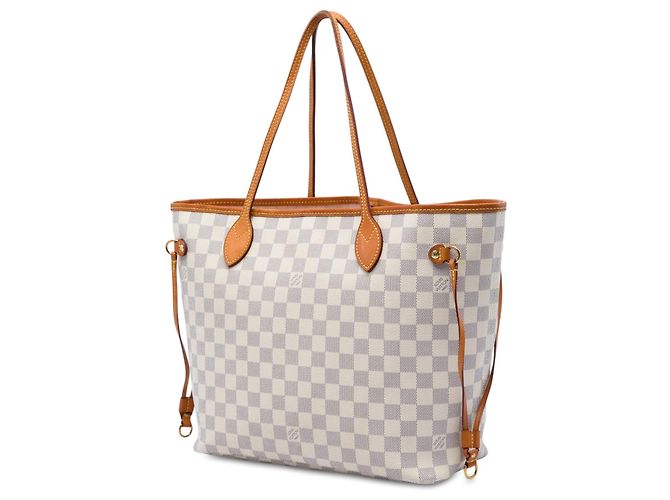 Borsa Tote Louis Vuitton Damier Azur Neverfull MM bianca Bianco - vista 2