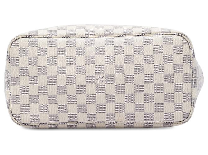 Borsa Tote Louis Vuitton Damier Azur Neverfull MM bianca Bianco - vista 3