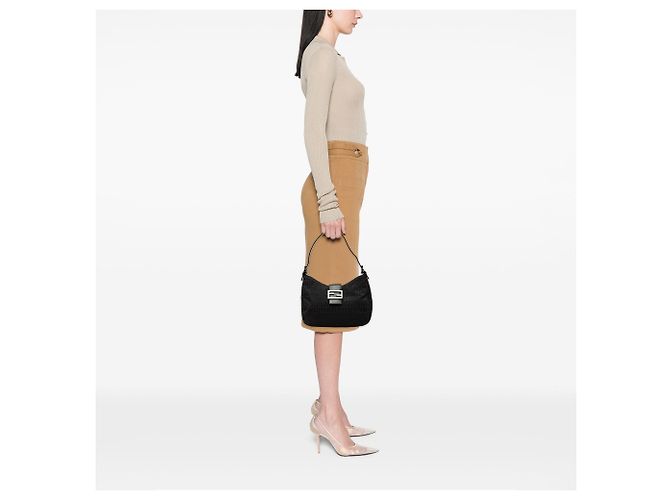 Borsa a tracolla Fendi Zucchino Canvas Nera Nero - vista 6