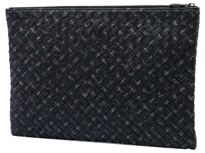 Clutch Micro Dot in Nappa Intrecciato Bottega Veneta nera Nero - vista 2