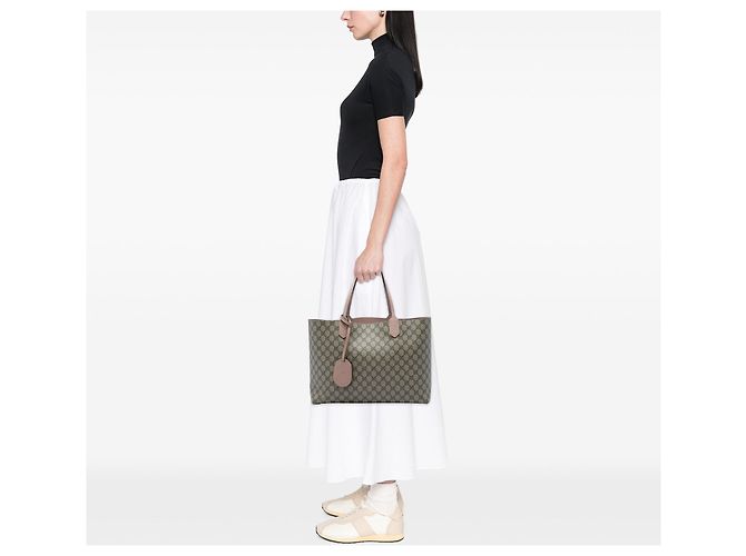 Borsa Tote Reversibile Gucci Medium GG Supreme Beige - vista 5