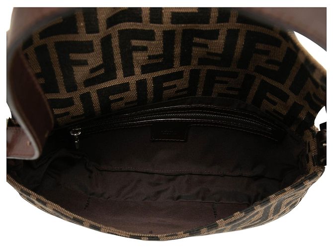 Borsa a Spalla Baguette in Tela Zucca Fendi Marrone - vista 4