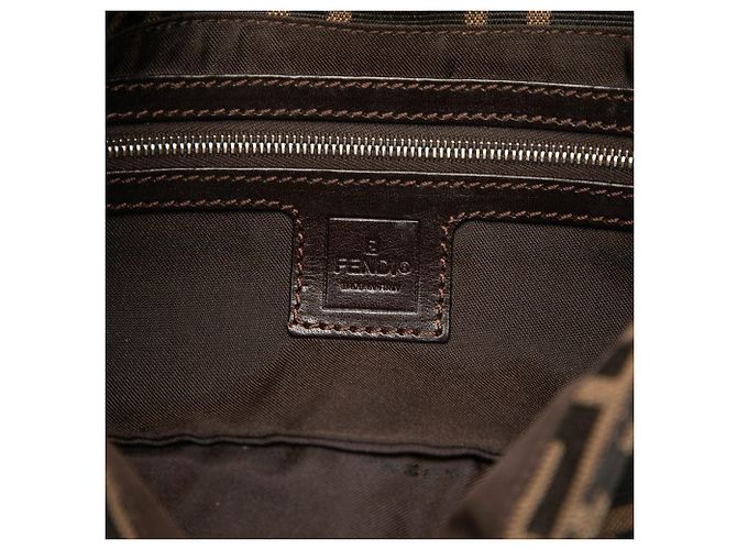 Borsa a Spalla Baguette in Tela Zucca Fendi Marrone - vista 5