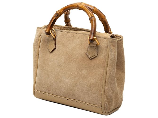 Braune Gucci Mini Suede Bamboo Satchel - Ansicht 2