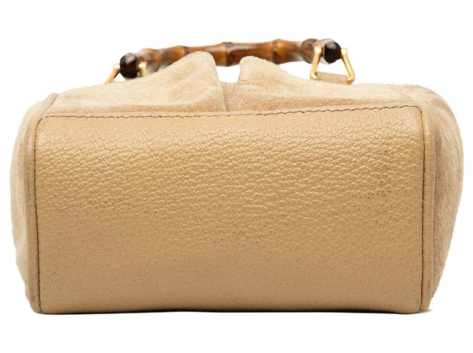 Braune Gucci Mini Suede Bamboo Satchel - Ansicht 3