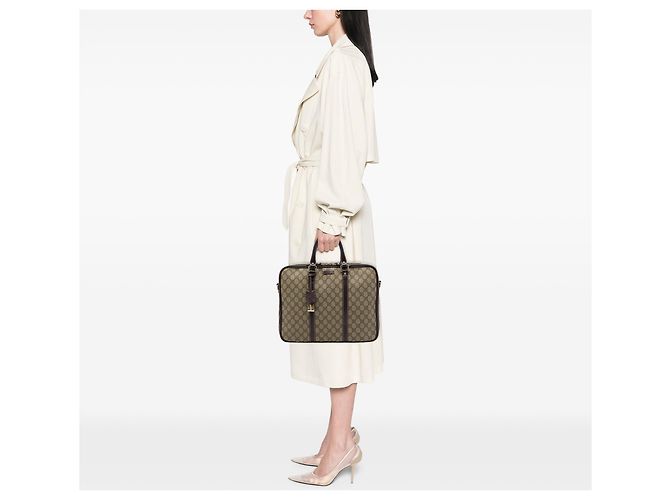 Borsa business Gucci GG Supreme Beige - vista 6