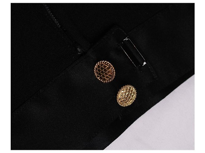 Chanel, schwarzer Wollrock mit Satinbesatz - Ansicht 5