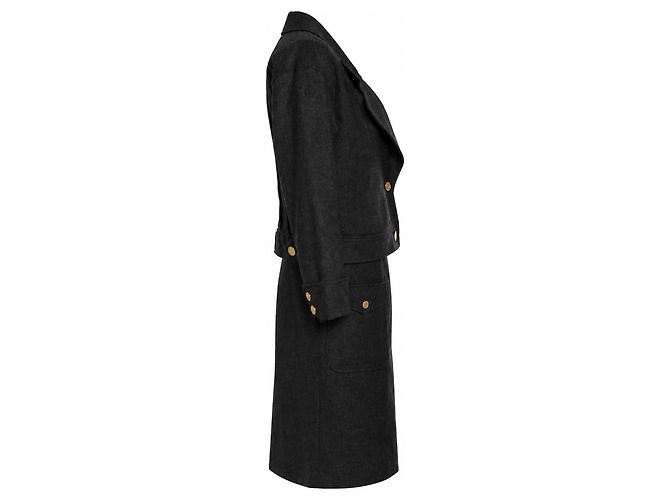 Chanel, traje de lana gris con botones dorados - vista 3