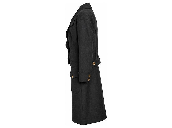Chanel, traje de lana gris con botones dorados - vista 4
