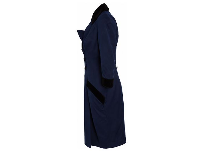 Thierry mugler, blaues Kleid mit Samtkragen Schwarz - Ansicht 4