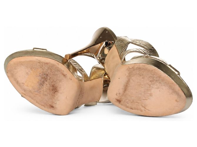Jimmy Choo, Sandalo platform in pelle metallizzata oro D'oro - vista 7