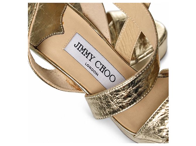 Jimmy Choo, Sandalo platform in pelle metallizzata oro D'oro - vista 8