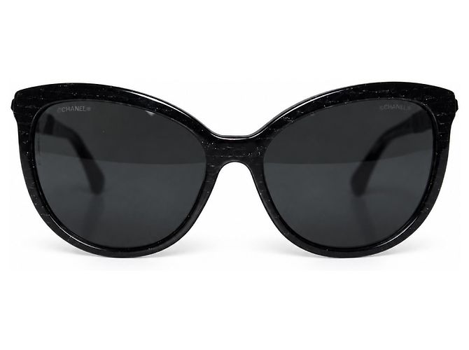 Chanel, Occhiali da sole cat-eye neri con cristalli Nero - vista 2