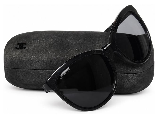 Chanel, Occhiali da sole cat-eye neri con cristalli Nero - vista 4