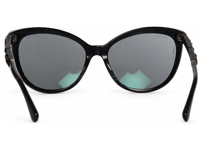 Chanel, Occhiali da sole cat-eye neri con cristalli Nero - vista 5