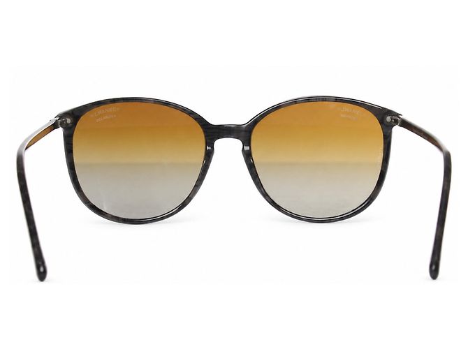 Chanel, Braune runde Sonnenbrille mit Grafikprint - Ansicht 5
