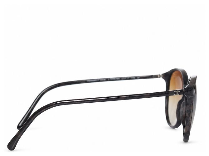 Chanel, Braune runde Sonnenbrille mit Grafikprint - Ansicht 6