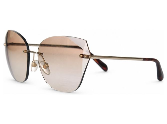 Chanel, gafas de sol espejadas al aire en beige - vista 2