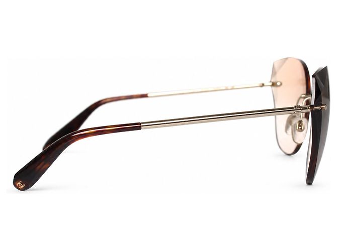 Chanel, gafas de sol espejadas al aire en beige - vista 6