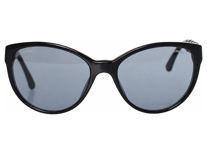 Chanel, Sonnenbrille mit metallisch geflochtenen Bügeln Schwarz Silber - Ansicht 2