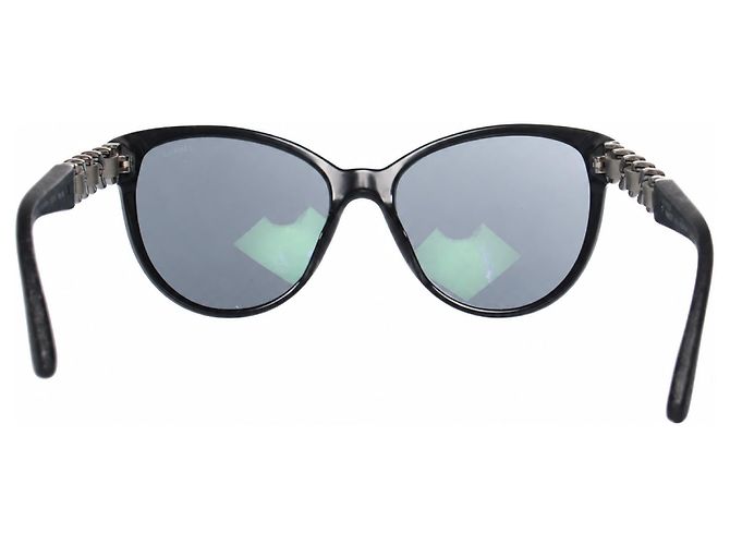 Chanel, Sonnenbrille mit metallisch geflochtenen Bügeln Schwarz Silber - Ansicht 5