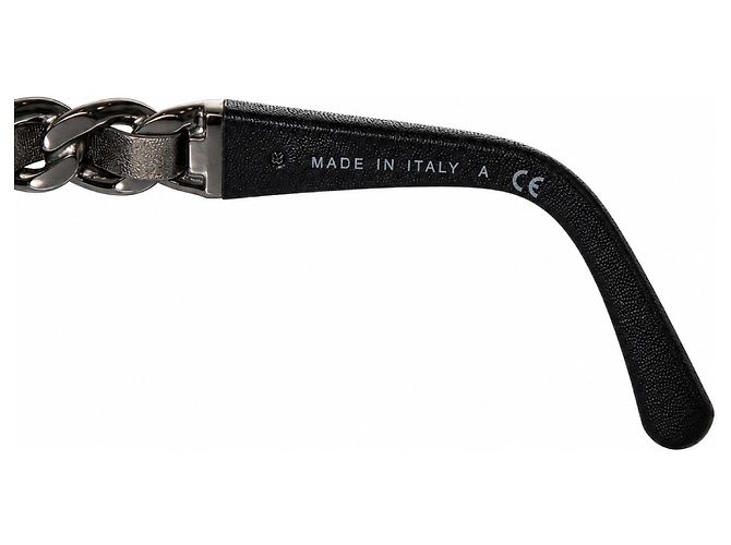 Chanel, Sonnenbrille mit metallisch geflochtenen Bügeln Schwarz Silber - Ansicht 8