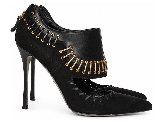 Sergio Rossi, Botines de piel y ante Negro - vista 3