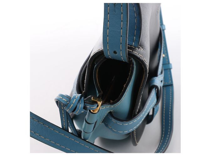 Borsa a tracolla LOEWE Gate in pelle Nero x Blu Cammello - vista 4