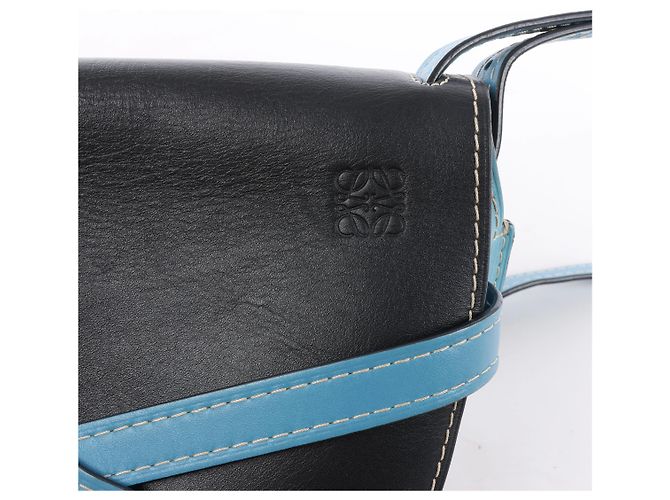 Borsa a tracolla LOEWE Gate in pelle Nero x Blu Cammello - vista 9