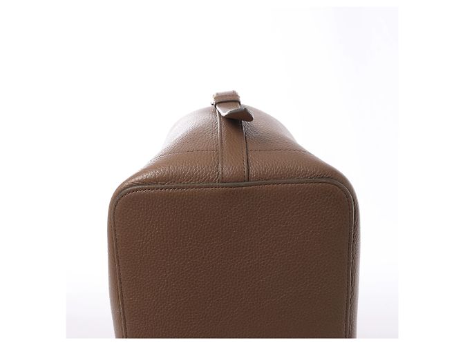 Céline Celine Cabas de France Hippopotamus Medium Borsa a mano 2Way in pelle Marrone Beige - vista 10